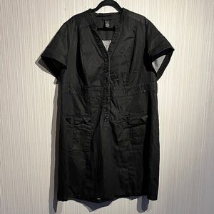 Plus size Lane Bryant black denim shirtdress with utility pockets